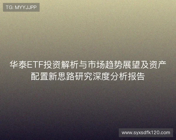 华泰ETF投资解析与市场趋势展望及资产配置新思路研究深度分析报告